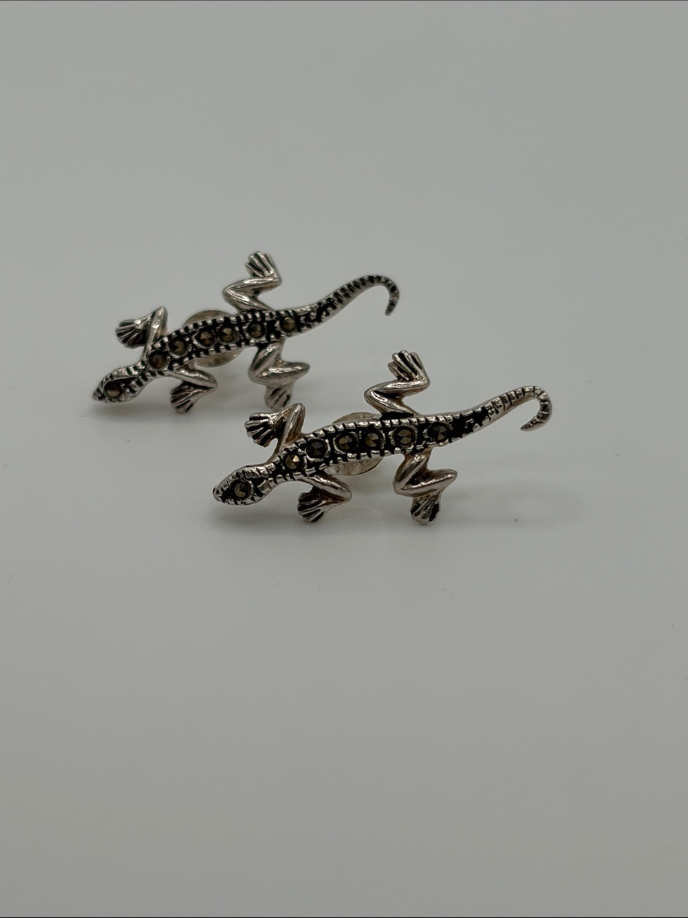 Sterling Silver 925 and marcasite lizard earrings